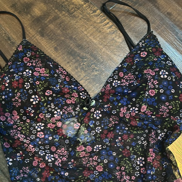 Forever 21 Y2K Vibes Floral Bodysuit Sheer lower with padded bust. Size S - Picture 3 of 3